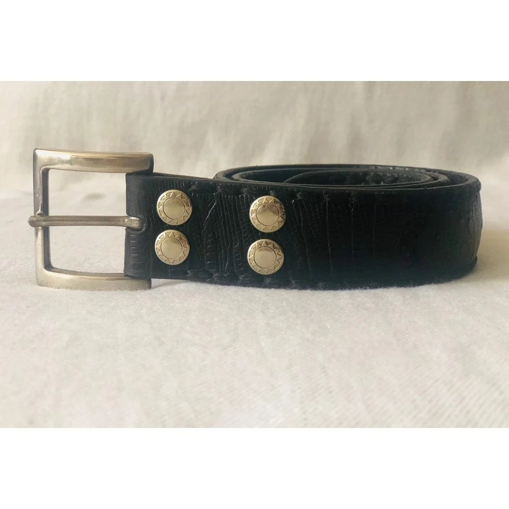 Machine by Bassico Vintage Black Leather Belt 38” Unisex 2-Layer Thick Spain VG